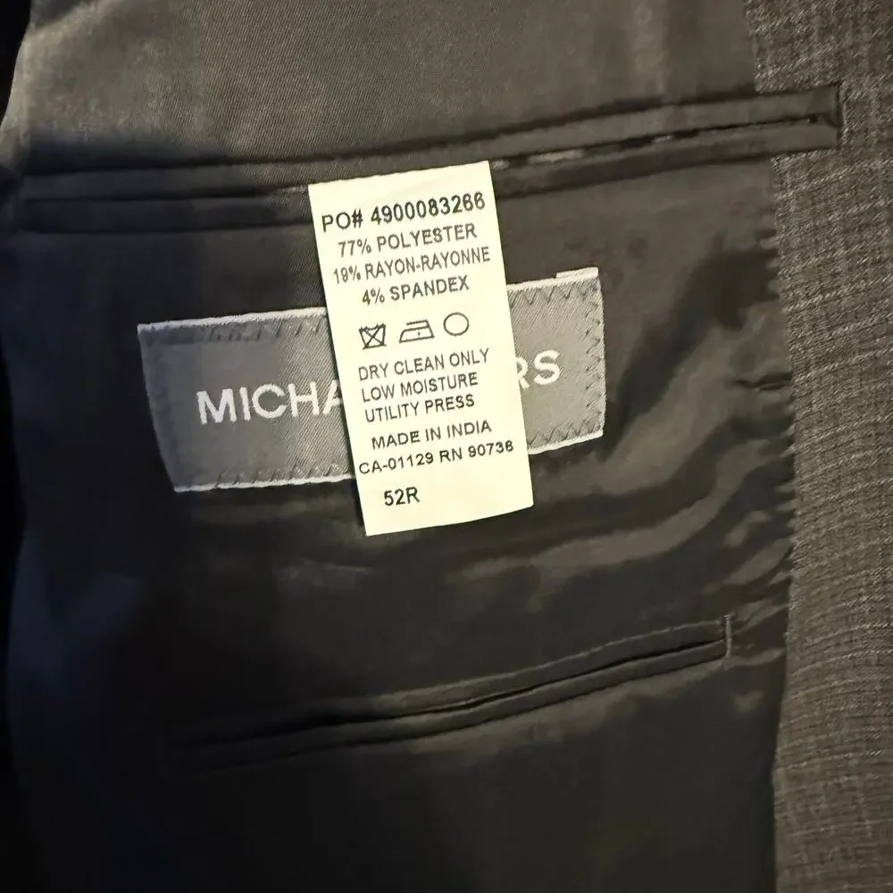 Michael Kors 52R Gray Windowpane Plaid Blazer Sport Coat Big Tall 2-Button